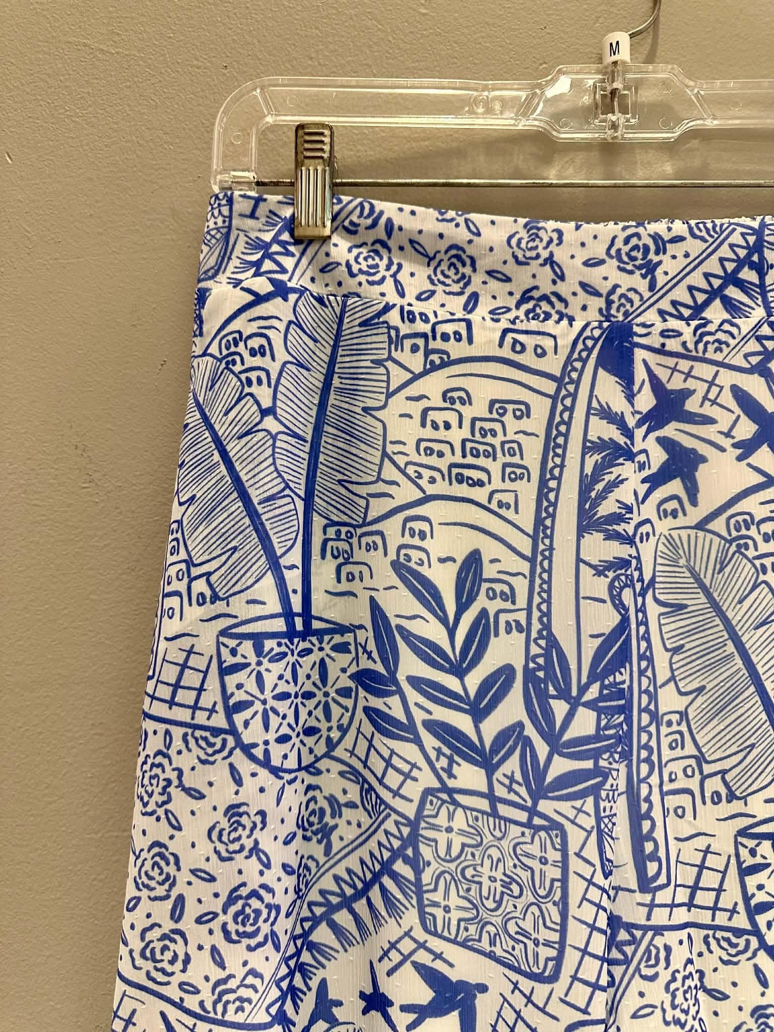 Blue & White Beach Print Pants