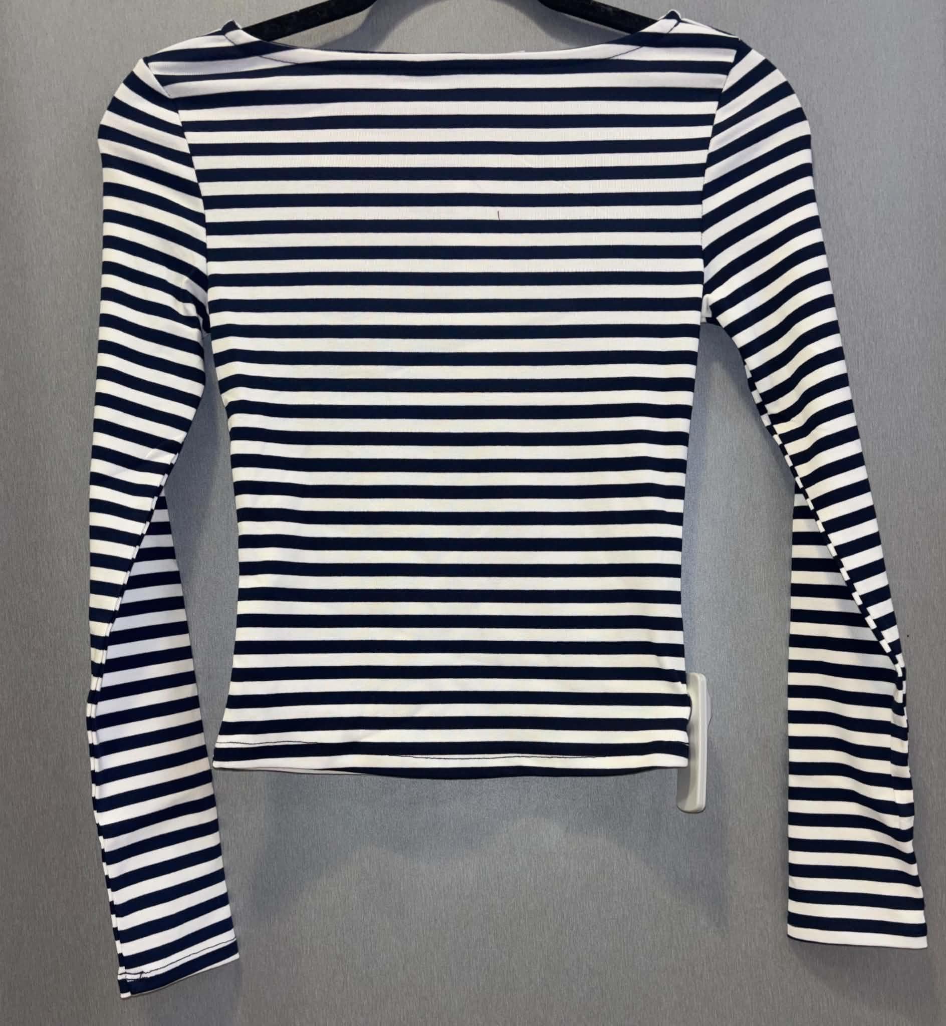 Boat Neck Striped Long Sleeve Top