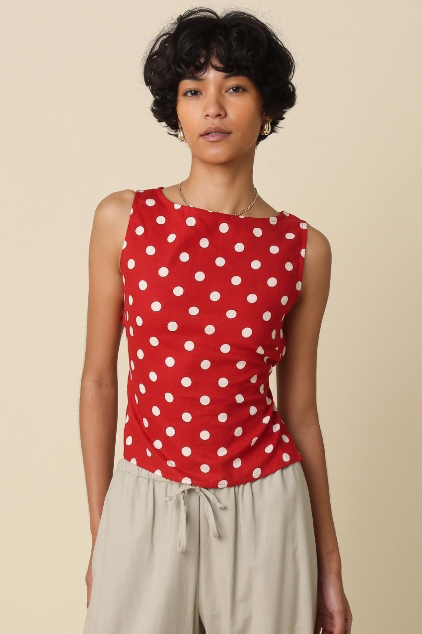 Marina Polka Dot Open-back Top