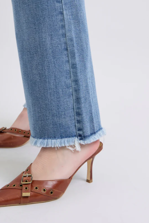 Judy Blue HW Bootcut Jeans with Fray Hem