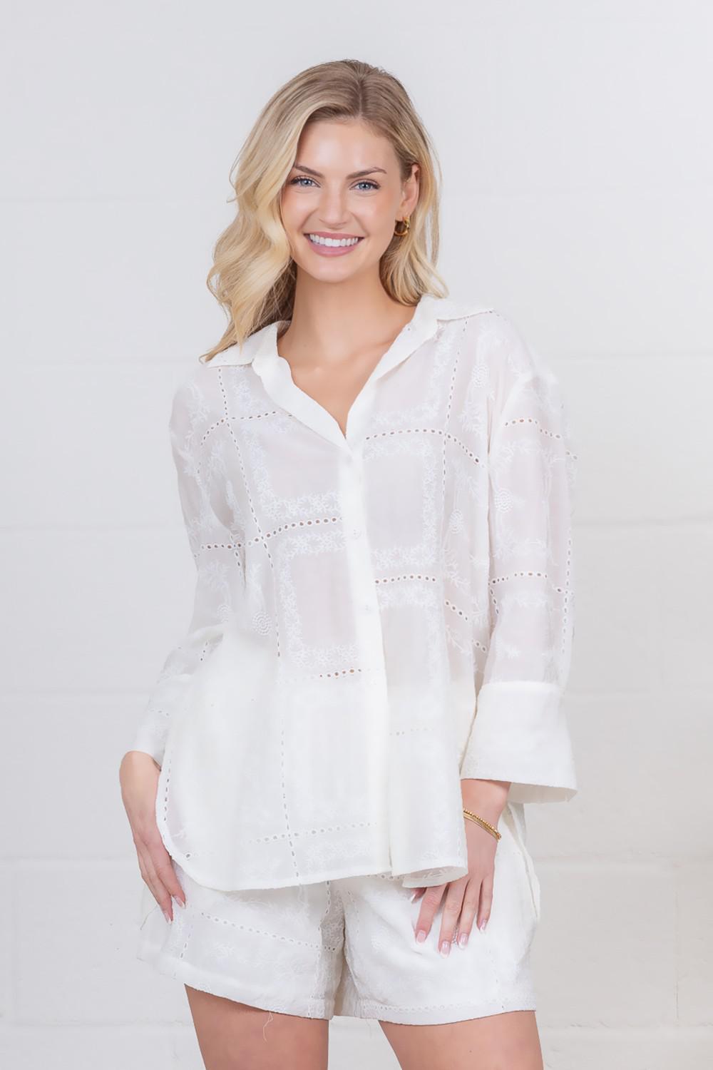 Embroidery Button Down Top