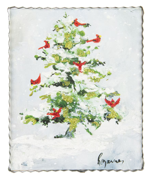 Rozie's Snowy Cardinal Tree Sign