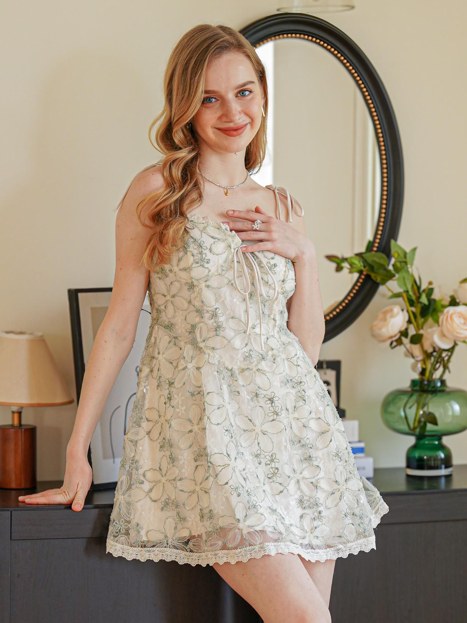 Midsummer Shimmer Floral Lace A-line Dress