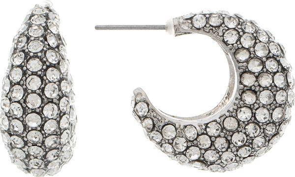 Pave Crystal Post Hoop Earrings