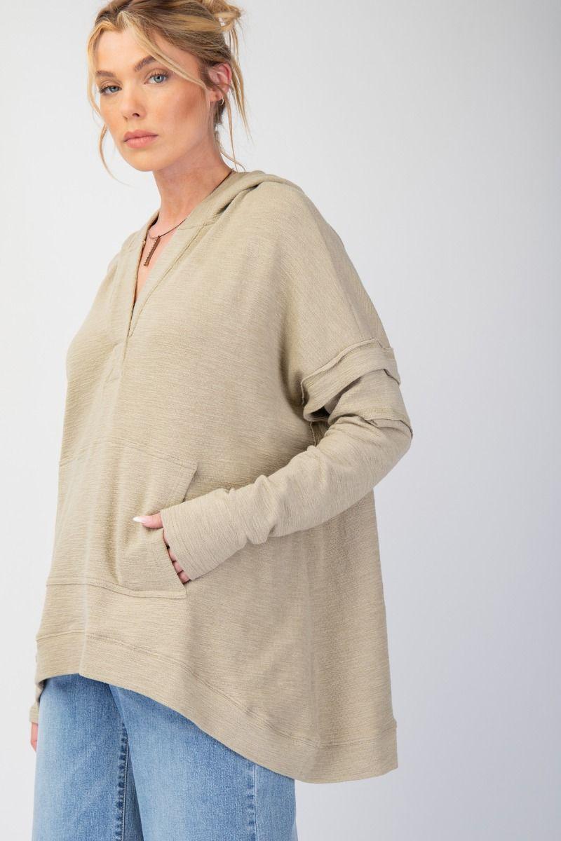 Sage Textured Knit Hoodie