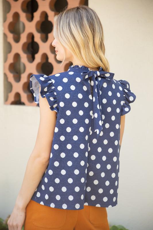 Navy Polka Dot Top