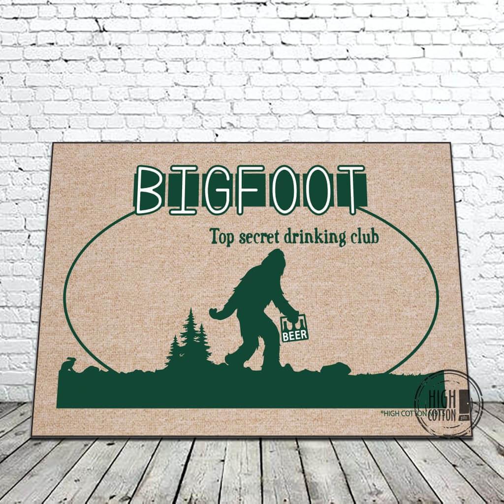Bigfoot Drinking Club Door Mat