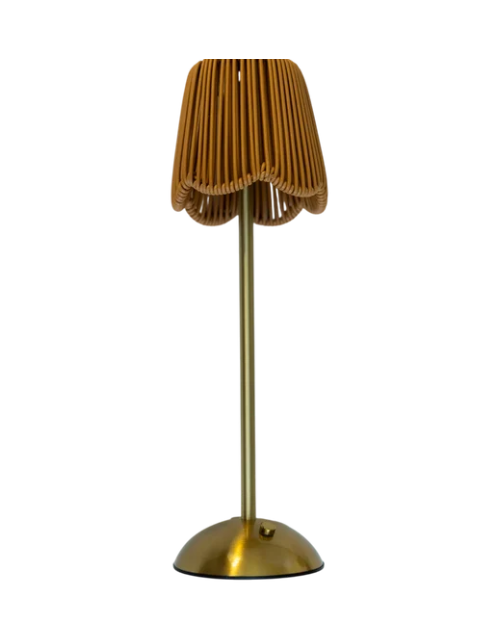 LED103 LED USB Lamp - Scalloped Rattan Shade - Natural 4.5" X 4.25" X 14"