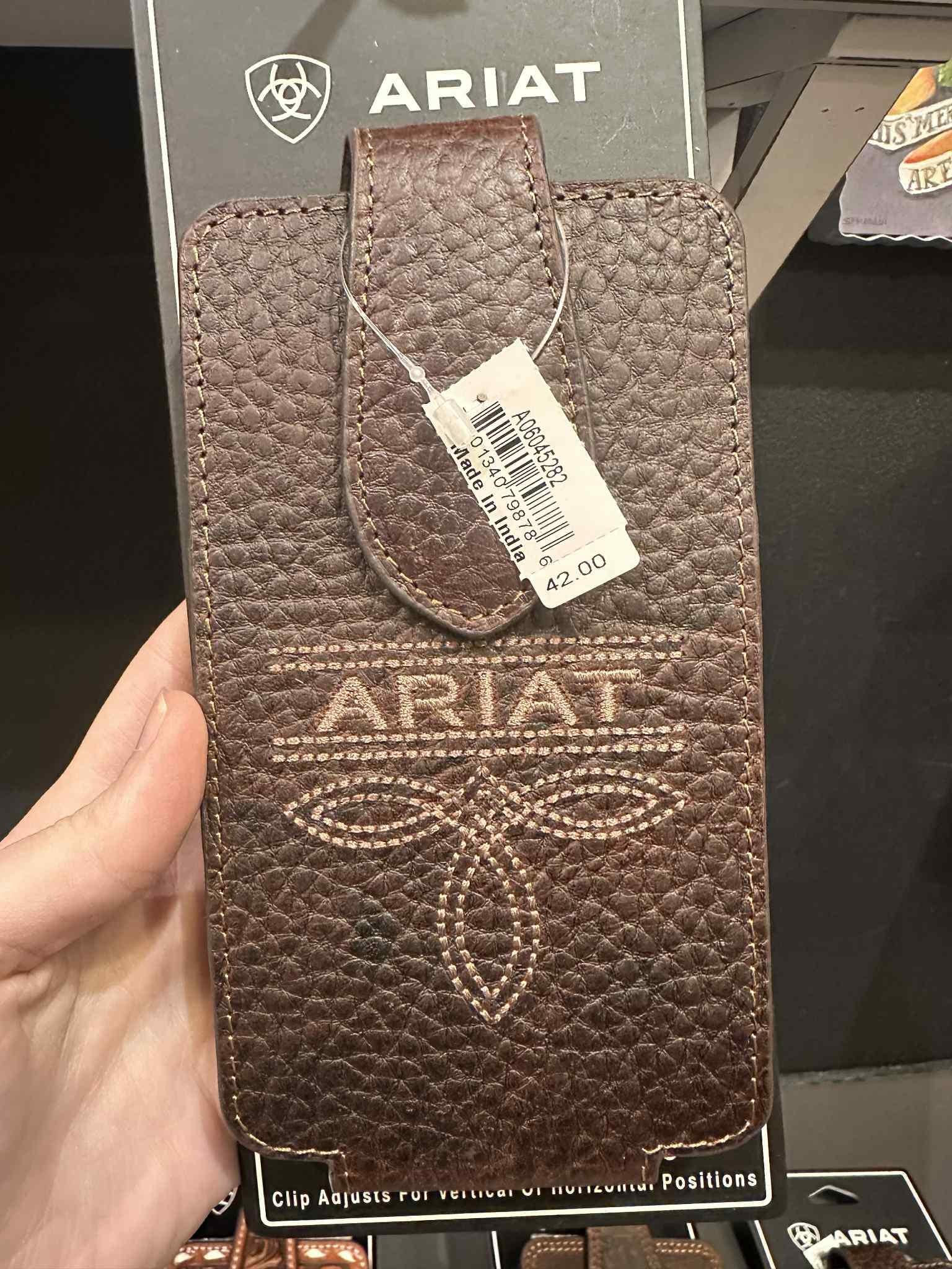 Ariat Stitched USA Flag Cell Phone Case , Brown Ariat Stitched USA Flag Cell Phone Case , Brown