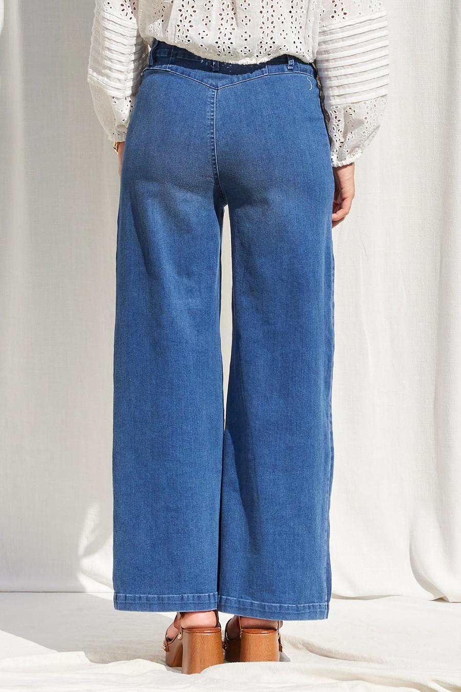 Stretchy Wide Leg Denim Jeans