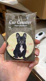 Black French Bulldog Car Coaster