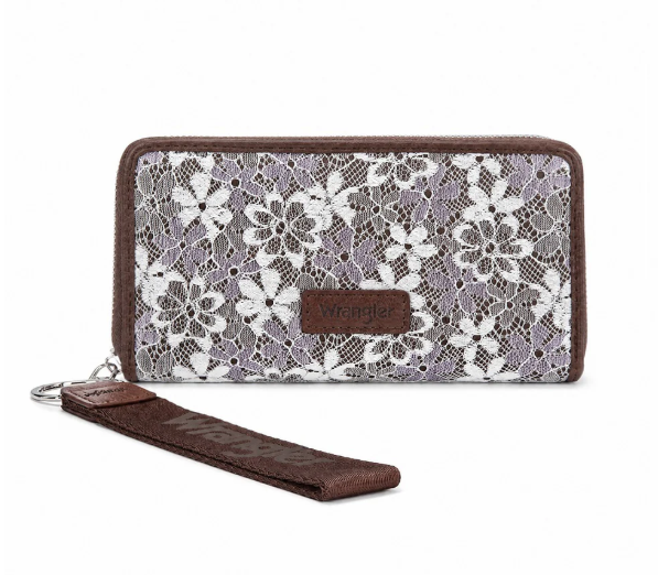 Wrangler Lace Floral RFID Blocking Zip Around Wallet