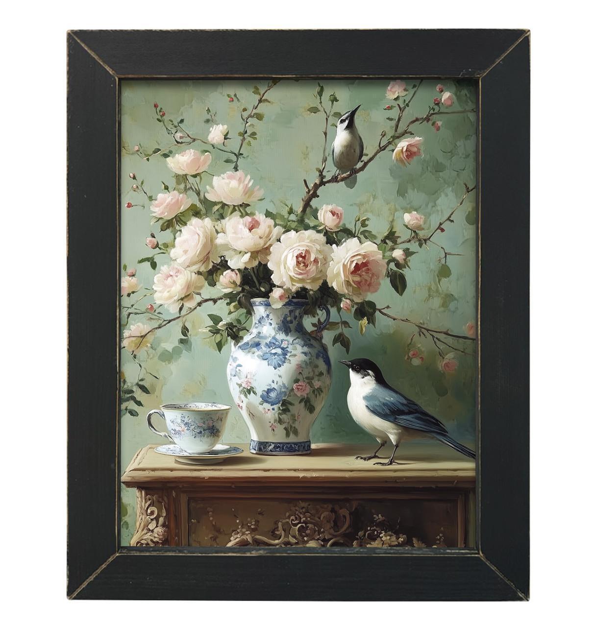 Vintage Blue Birds 12x16 Picture