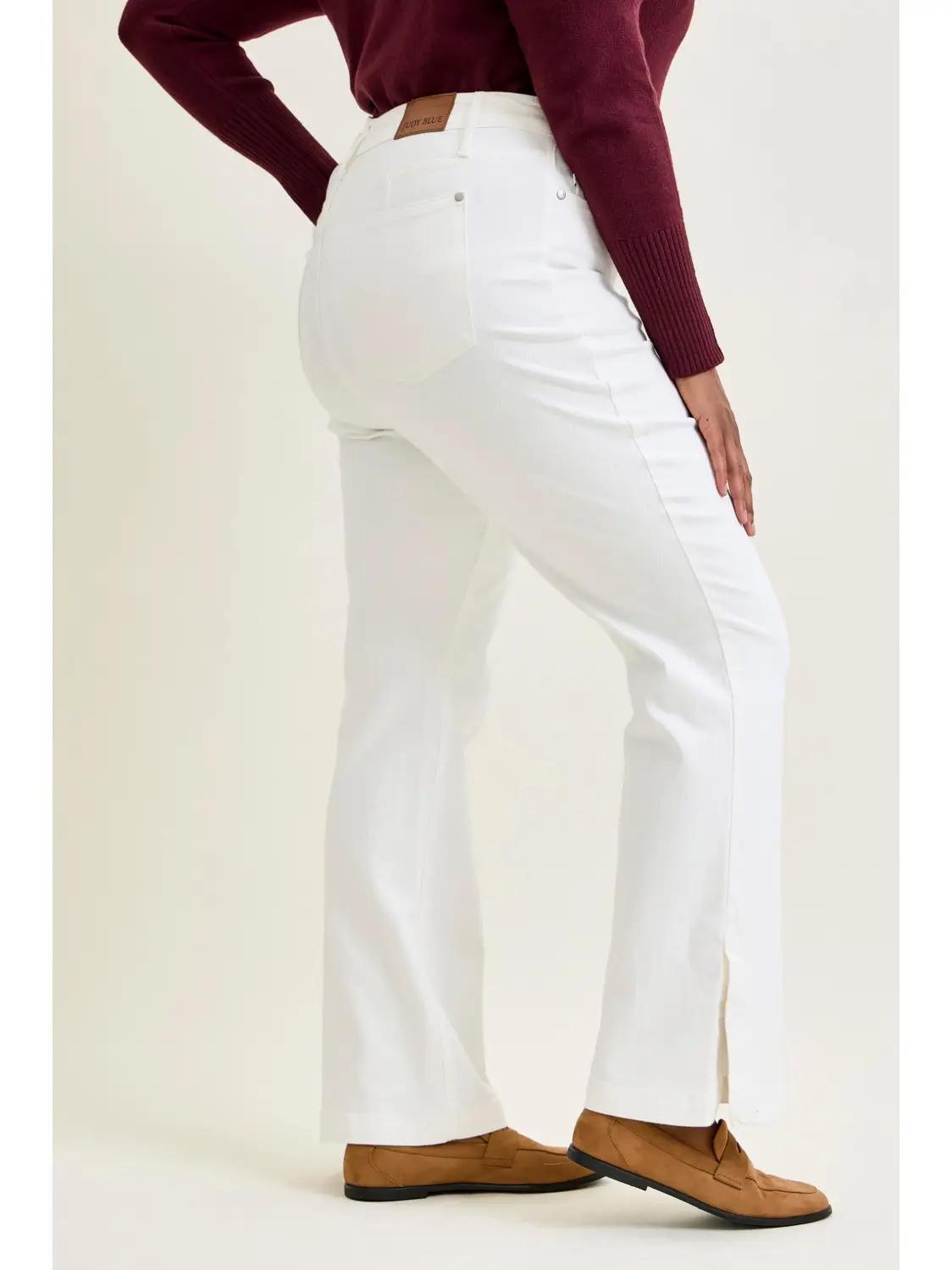 Judy Blue White HW Side Slit Slim Bootcut Jean