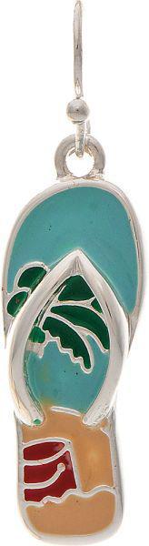 Silver Beach Scene Flip Flop Earring