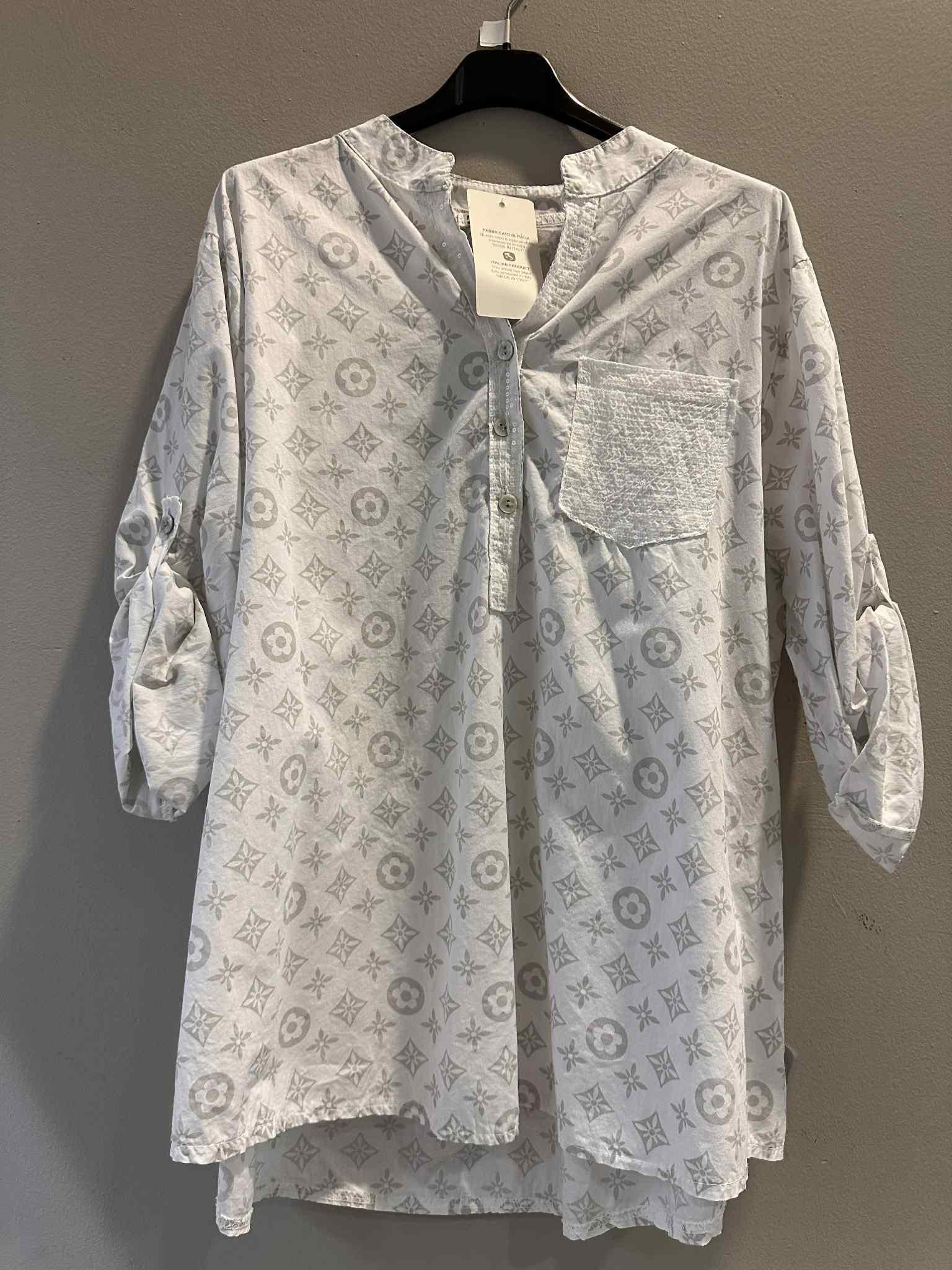 Printed One Pocket Sequin Top
