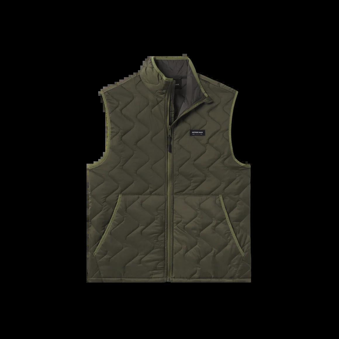 Broussard Quilted Vest in Dark Olive