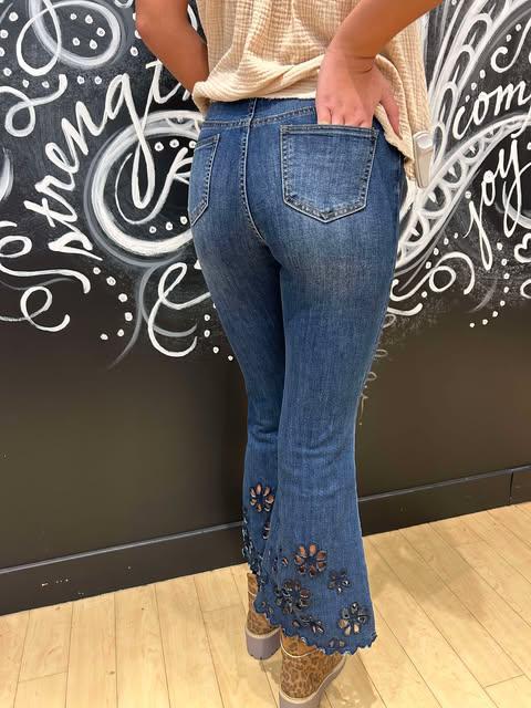 Bambu Soft Flare Ankle with Eyelet Flowers