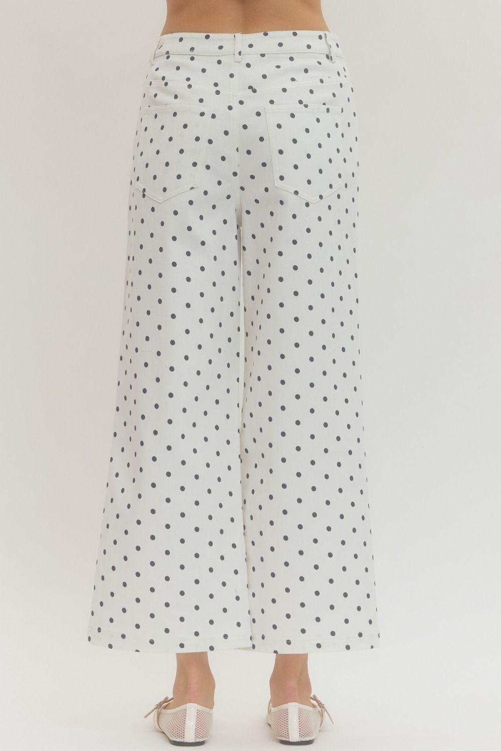 Polka-Dot Denim Pants
