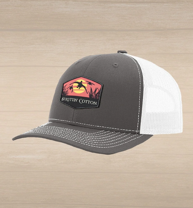Evening Airshow Patch Snap Back Trucker Hat - Charcoal/White