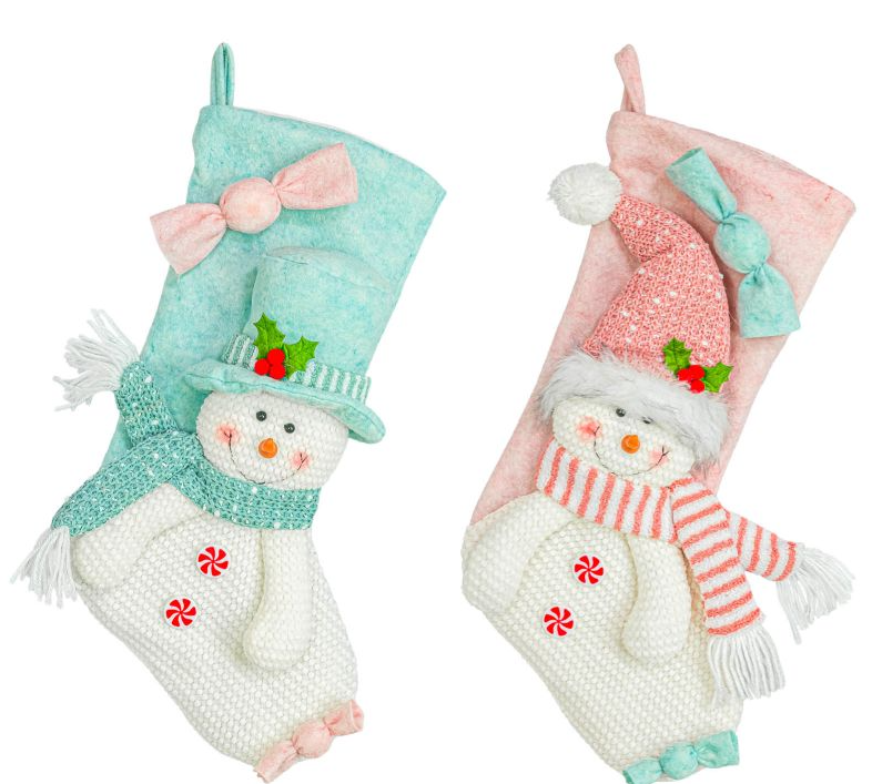 Cotton Candy Snowman Stocking