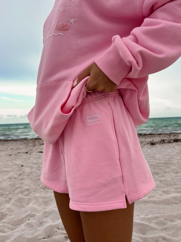 Lottie Pink Embroidered Sweat Shorts