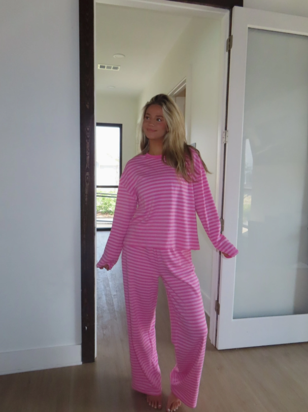 Hot Pink Striped Loungewear Pants
