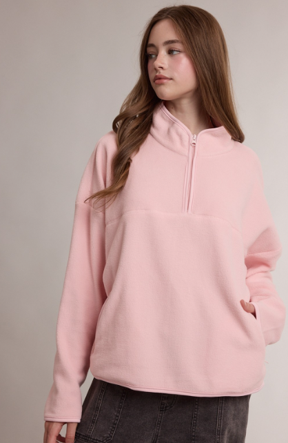 Powder Pink Women's Fleece Quarter-zip Pullover