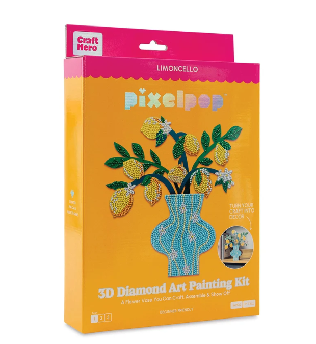 Craft Hero Pixelpop™ - Limoncello - 3D Diamond Art Vase Decor Kit