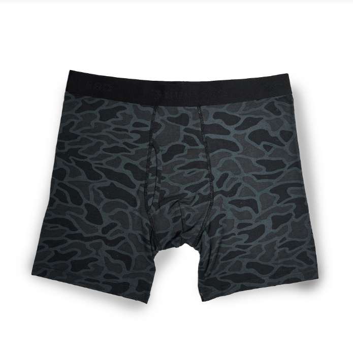 Burlebo BOXER BRIEFS - BLACK CAMO, MALLARDS FLYING IN, & TIGER STRIPE CAMO WETLAND