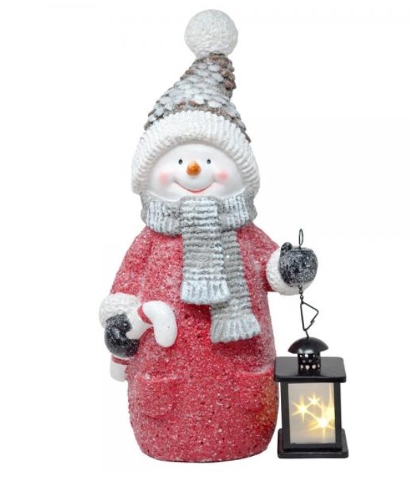 Snowman Door Greeter with LED Lantern