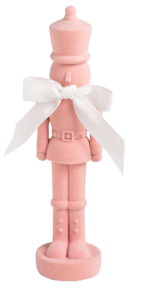 Pink Flocked Nutcracker Sitter