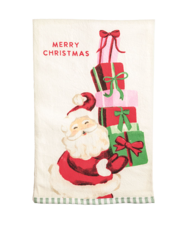 Santa With Presents Whimsy Christmas Towel