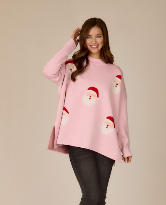 Pink Holiday Jacquard Sweater O/S