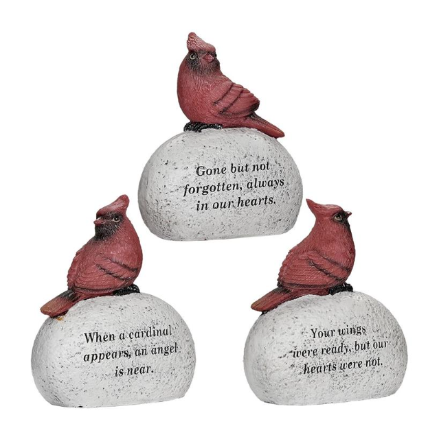 CARDINAL ON STONE 4" - 3 Assorted Styles