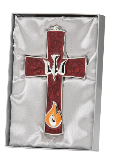 7.5"H CONFIRMATION WALL CROSS WITH DOVE AND FLAME ICONS