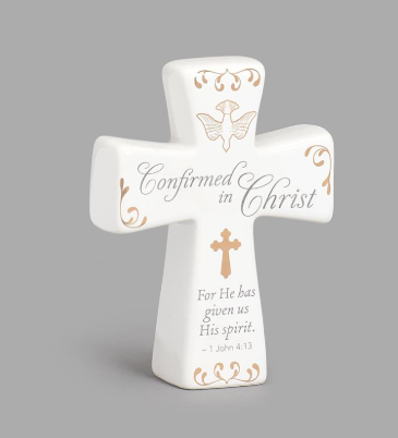 4.5"H CONFIRMATION CROSS CERAMIC