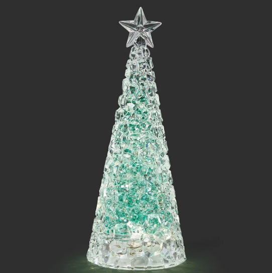 Confetti Lites Lighted Swirl Tree with Silver & Green Glitter