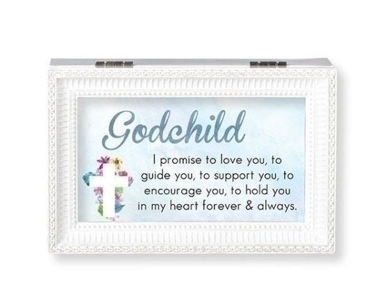 GODCHILD WHITE SM BX BAPTISM/CHRISTENING