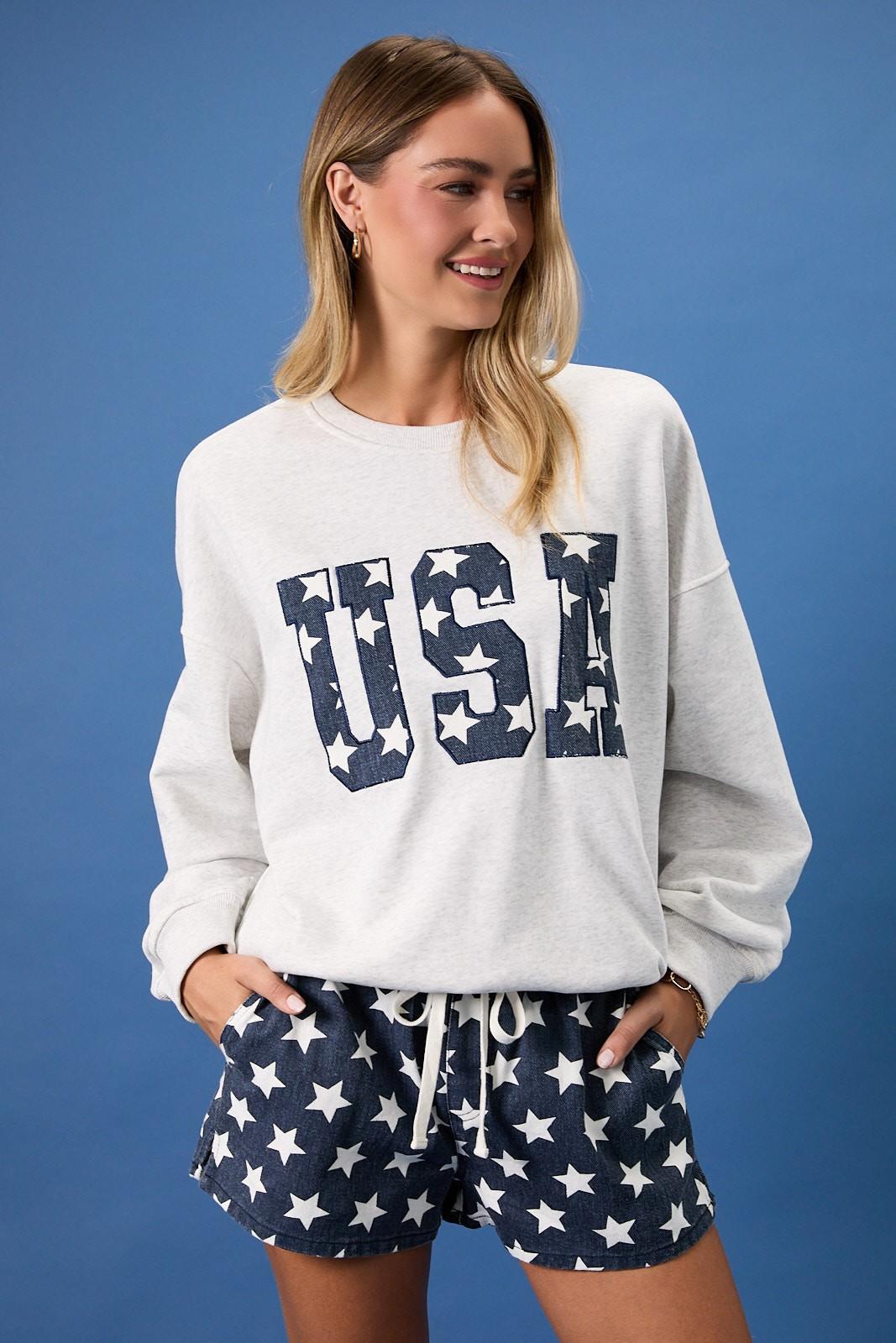 "USA" Embroidery Sweatshirt
