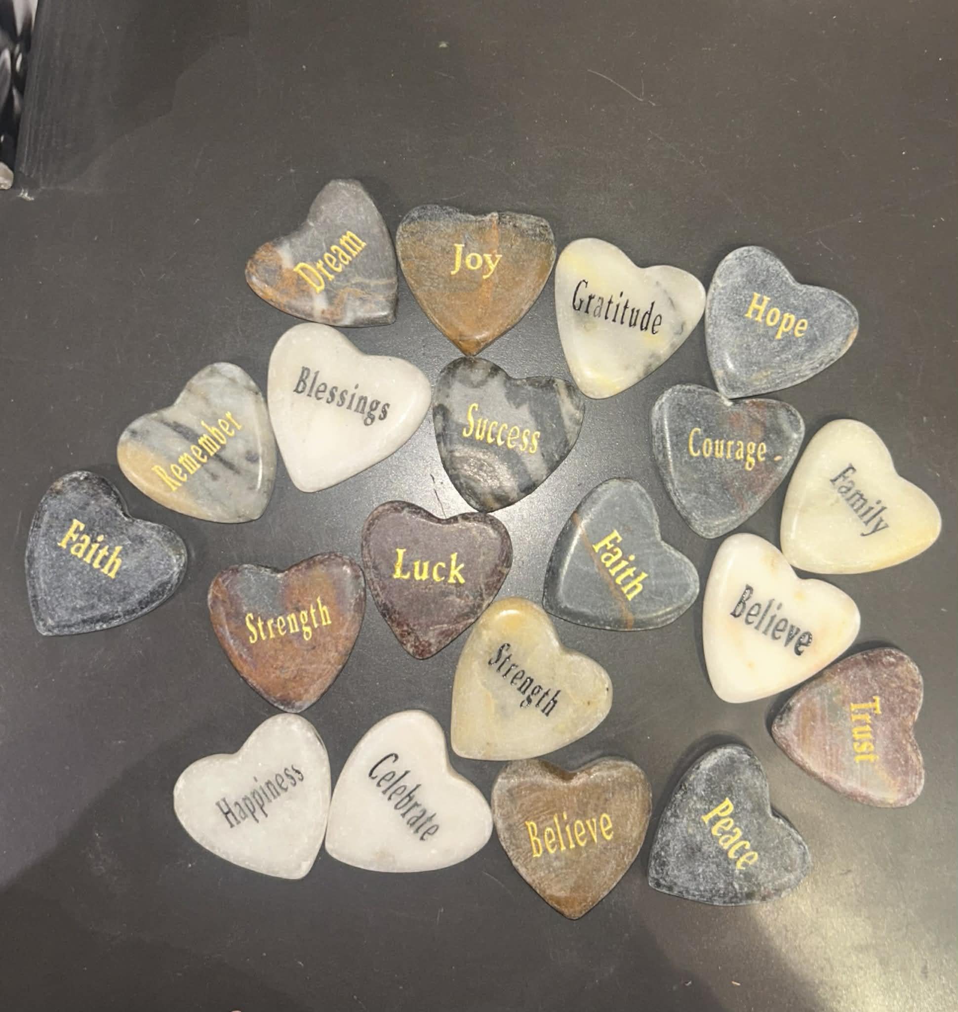Inspirational Marble Heart Stones