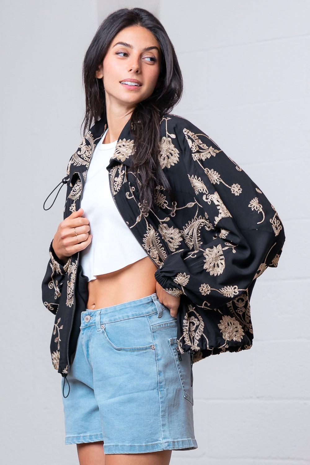 Raglan Emboridery Windbreaker