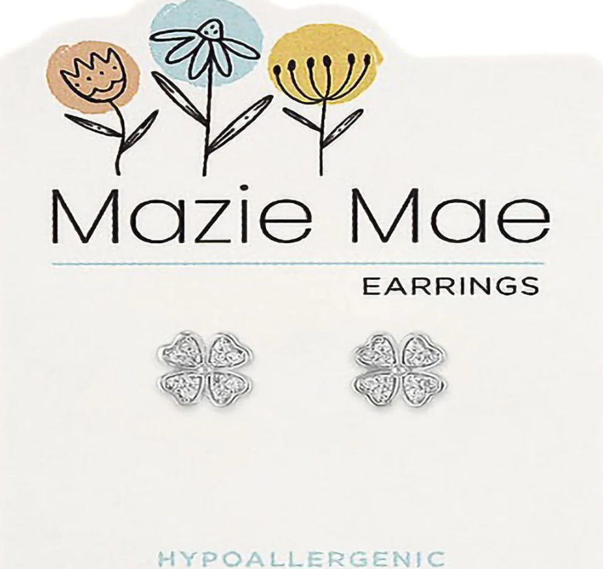 Silver CZ Clover Stud Mazie Mae Earring