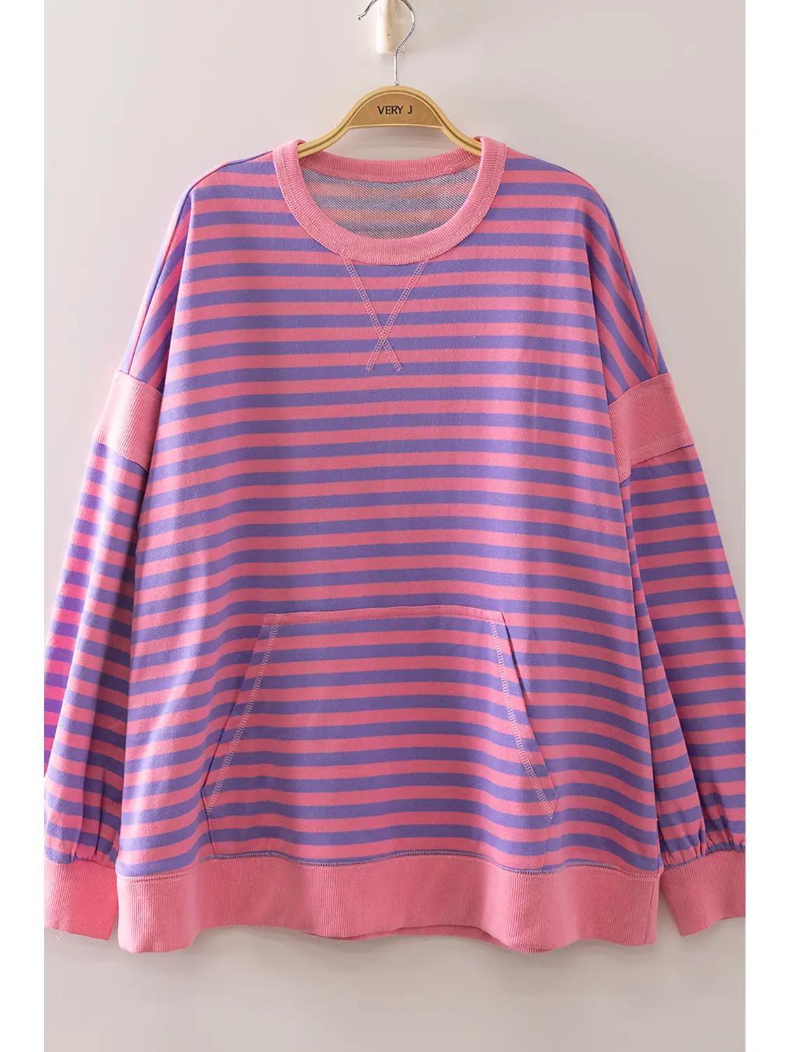 Pink/Lavendar Color Block Stripe Top