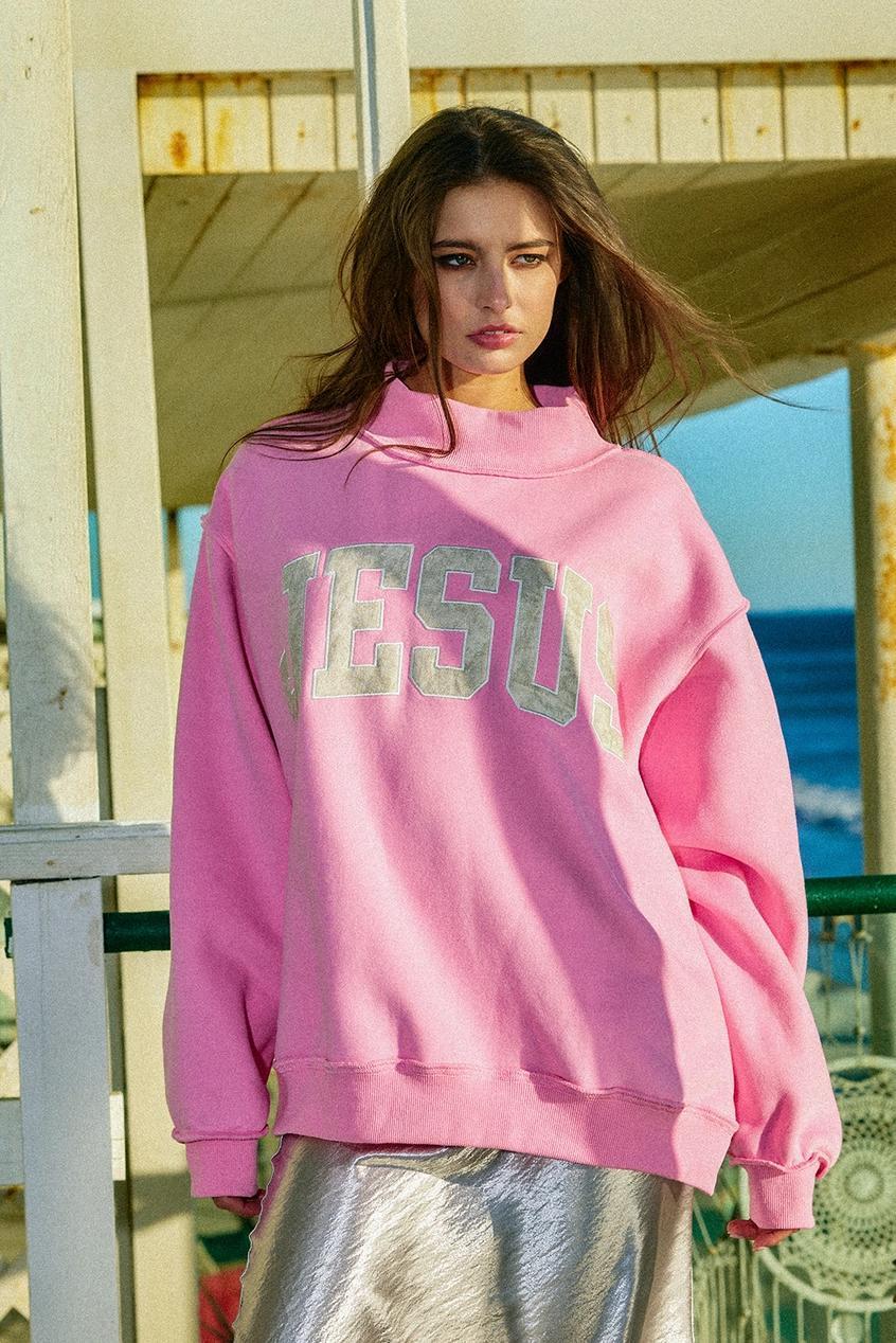 "Jesus" Camo Embroidered Mockneck Sweatshirt