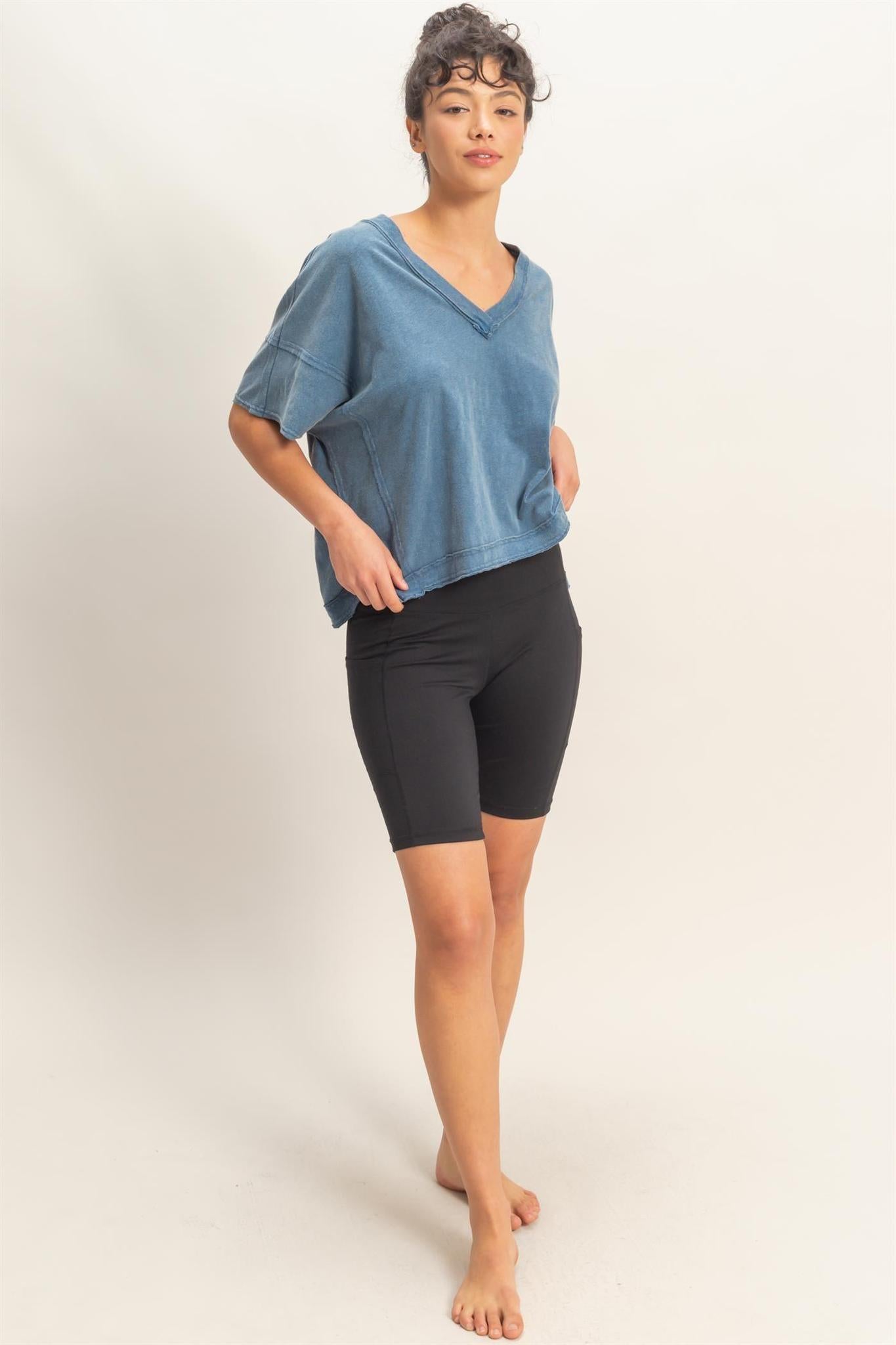 Oversized V-neck Short Sleeve Top