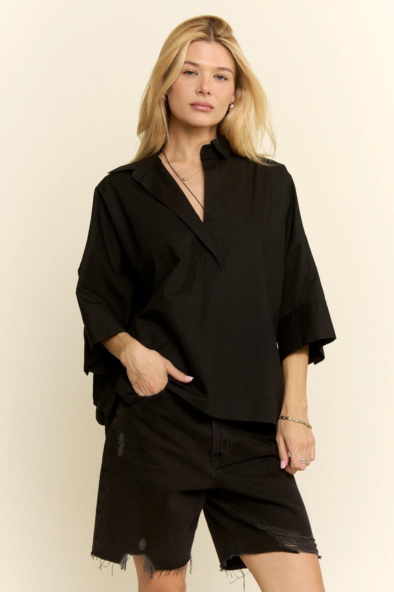 V-neck Popover Shirt