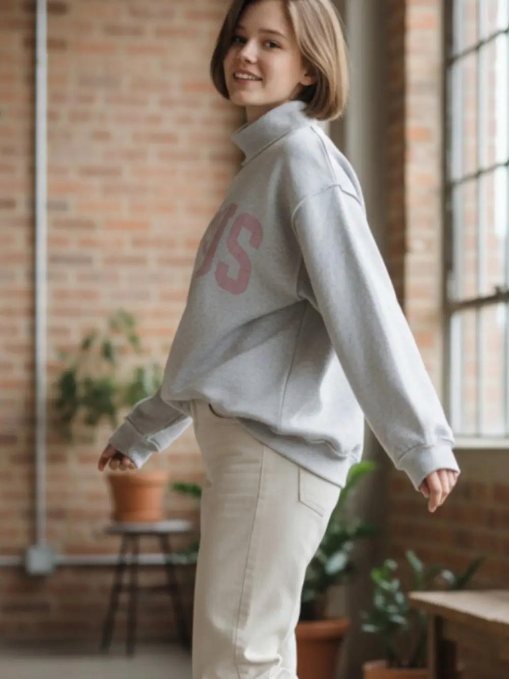 'Jesus & God Is Good' Reversible Mock Neck Sweatshirt - Heather/Pink
