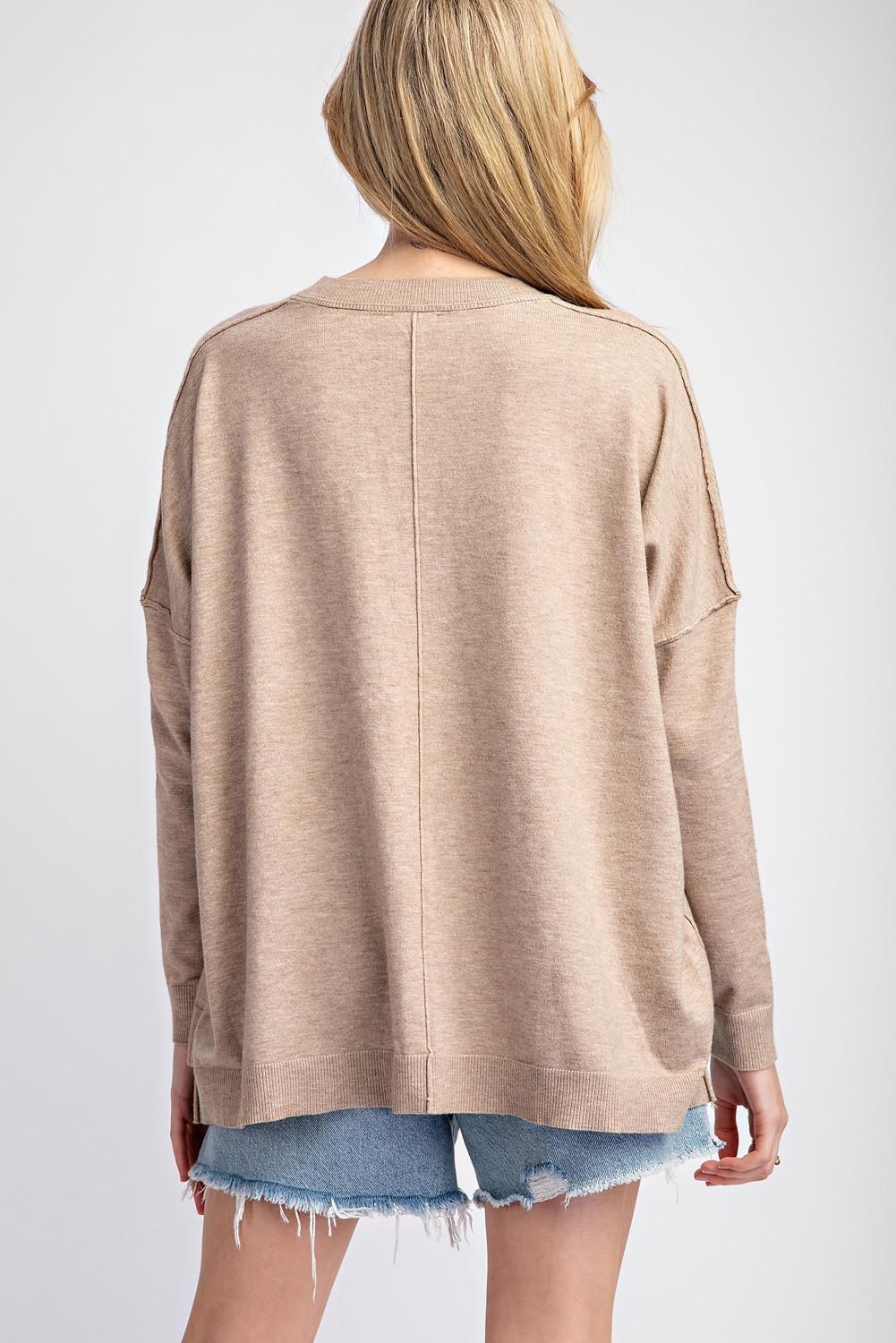 Oatmeal Long Sleeve Sweater Top