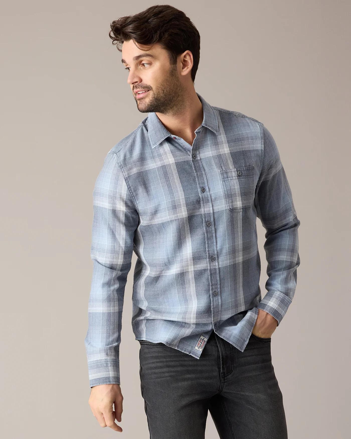 FELTON VINTAGE SOFT SHIRT - BLUE/CHARCOAL